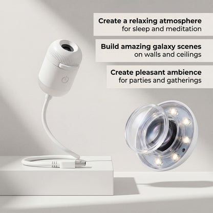 Projection Night Light - USB Powered Starry Sky Lamp for Bedroom Nursery Ambient Lighting