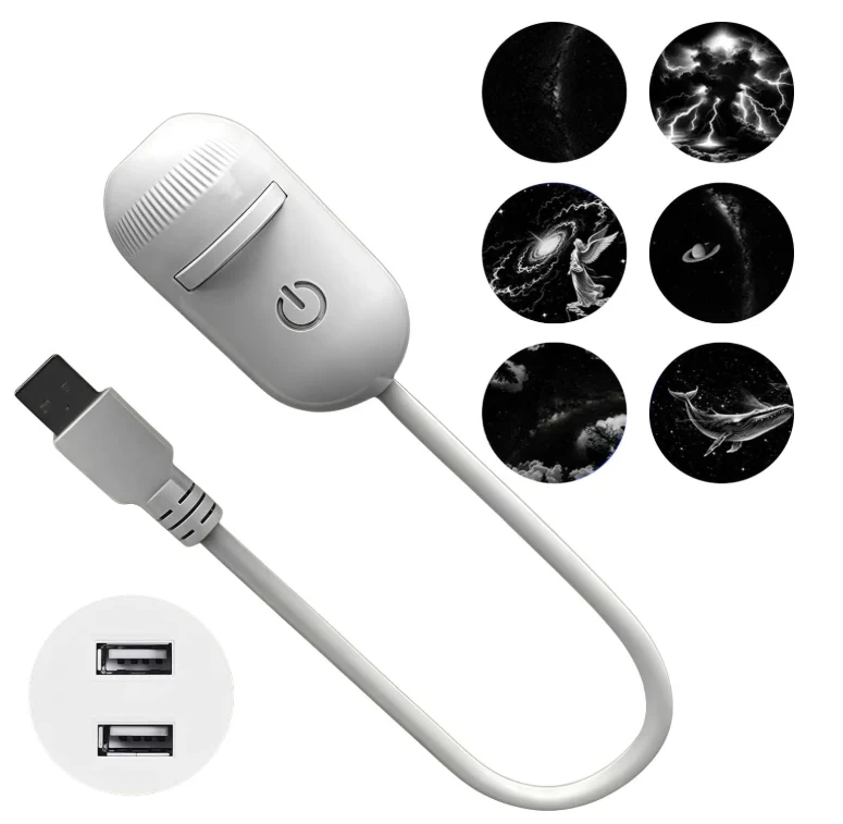 Projection Night Light - USB Powered Starry Sky Lamp for Bedroom Nursery Ambient Lighting