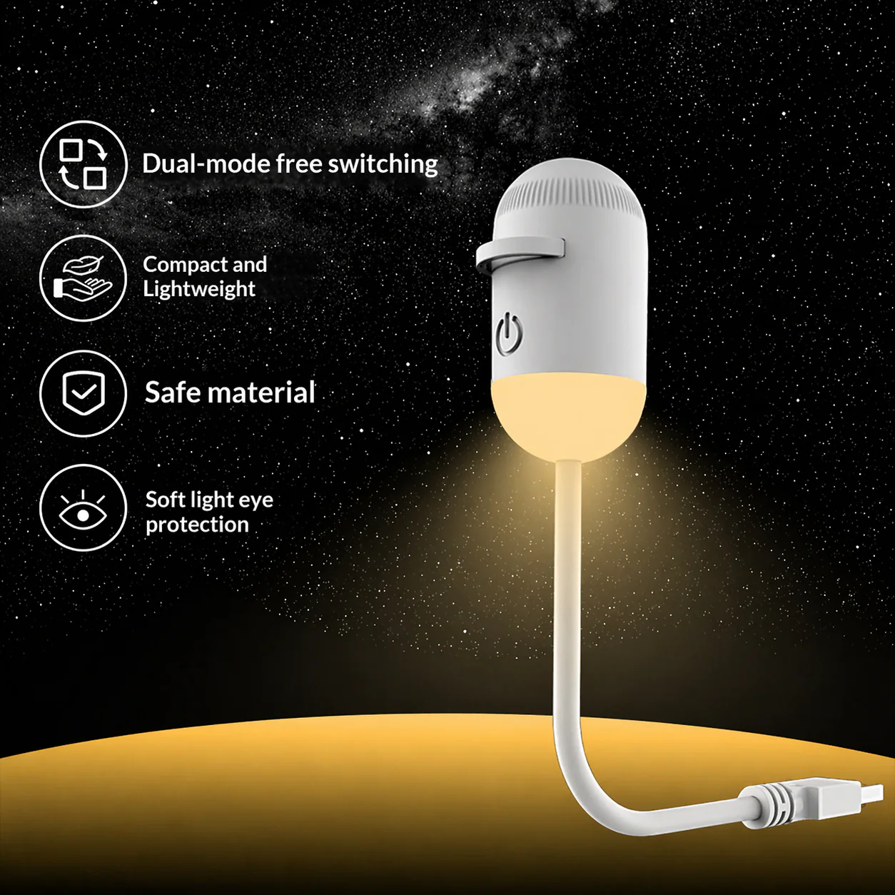 Projection Night Light - USB Powered Starry Sky Lamp for Bedroom Nursery Ambient Lighting
